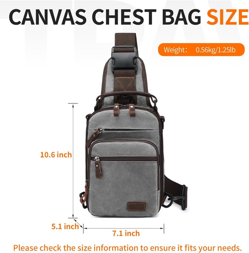 NerIion Nerlion Sling Bag for Men Waxed Canvas Crossbody Bag Chest Bag Water Resistant Shoulder Bag Casual Daypack - Image 3